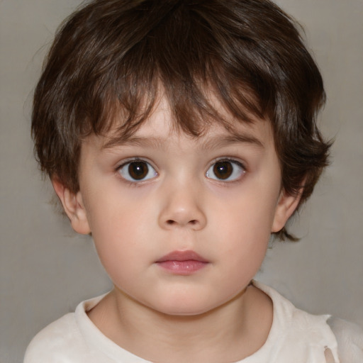 Neutral white child male with medium  brown hair and brown eyes