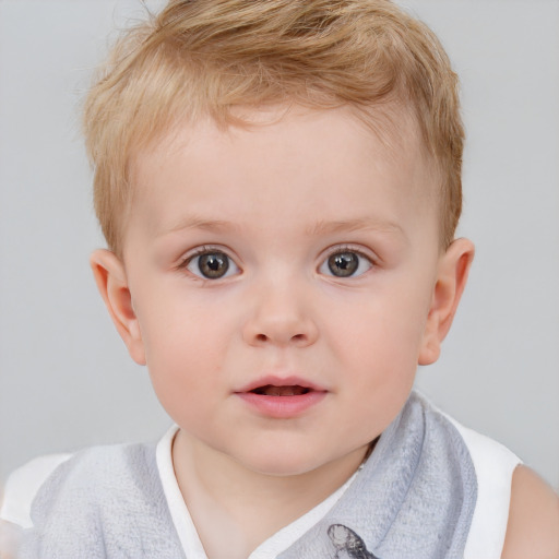 Neutral white child male with short  brown hair and blue eyes