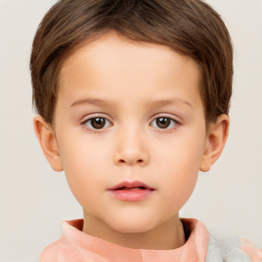 Neutral white child male with short  brown hair and brown eyes