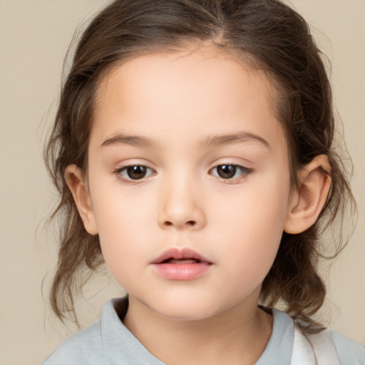 Neutral white child female with medium  brown hair and brown eyes