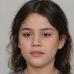 Neutral white child female with medium  brown hair and brown eyes