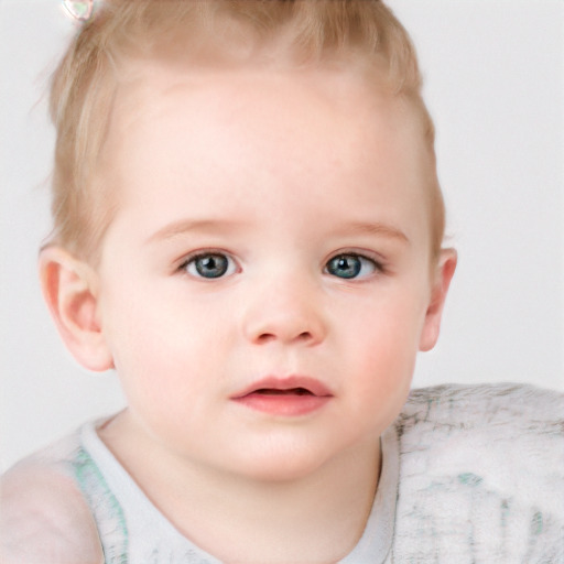 Neutral white child female with short  brown hair and blue eyes