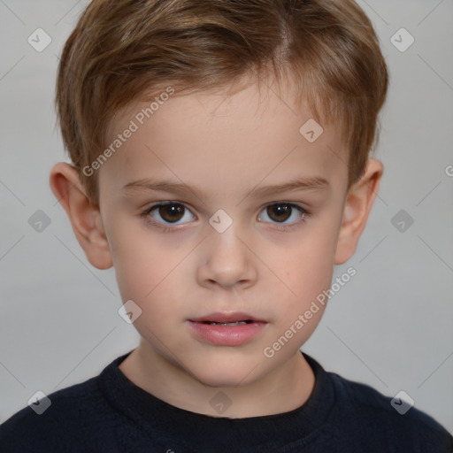 Neutral white child male with short  brown hair and brown eyes