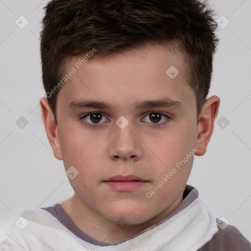 Neutral white child male with short  brown hair and brown eyes