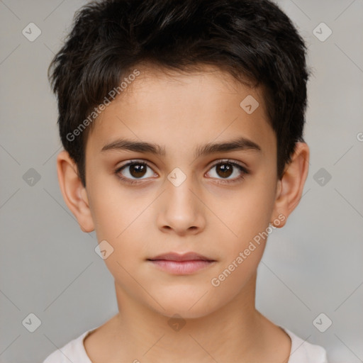 Neutral white child male with short  brown hair and brown eyes