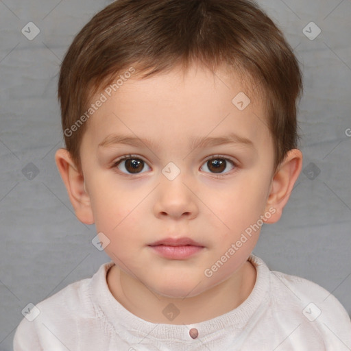 Neutral white child male with short  brown hair and brown eyes