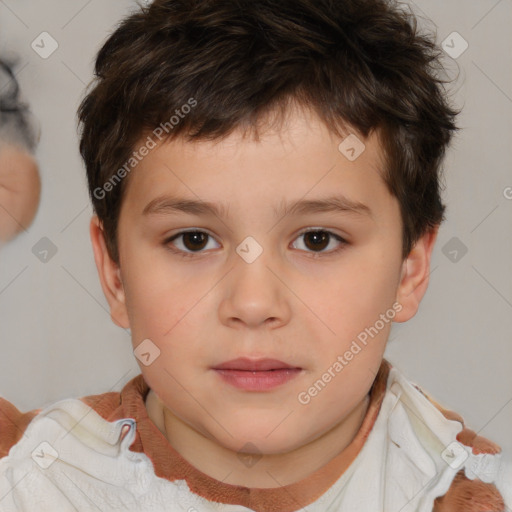 Neutral white child male with short  brown hair and brown eyes