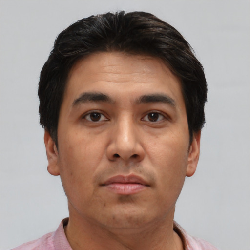 Neutral asian young-adult male with short  brown hair and brown eyes