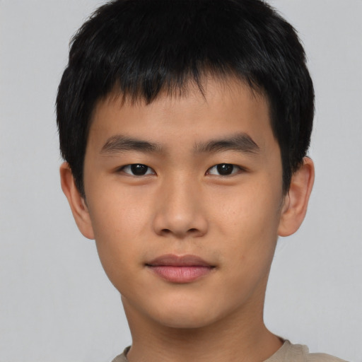 Neutral asian young-adult male with short  brown hair and brown eyes
