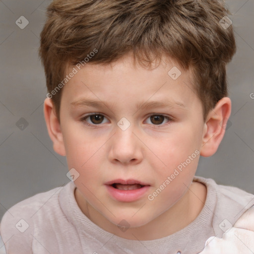 Neutral white child male with short  brown hair and brown eyes