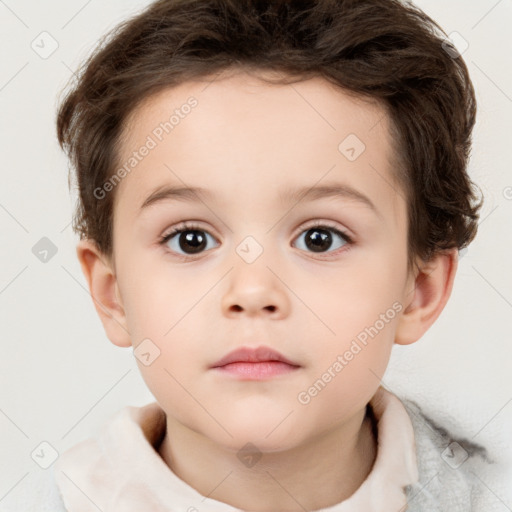 Neutral white child female with short  brown hair and brown eyes