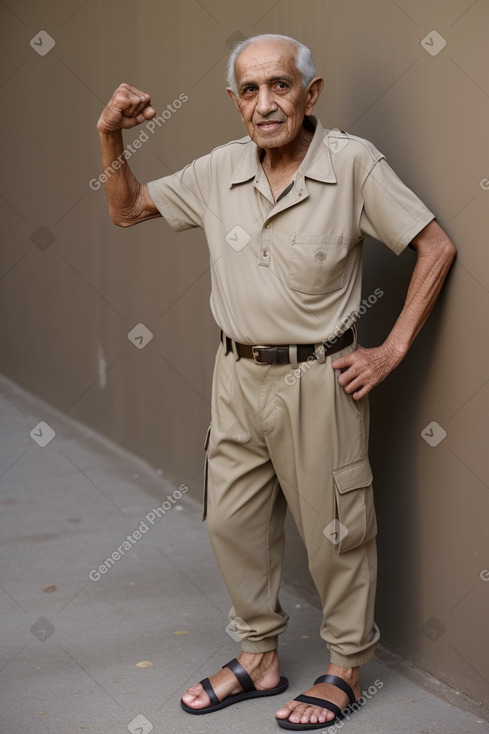 Arab elderly male with  brown hair