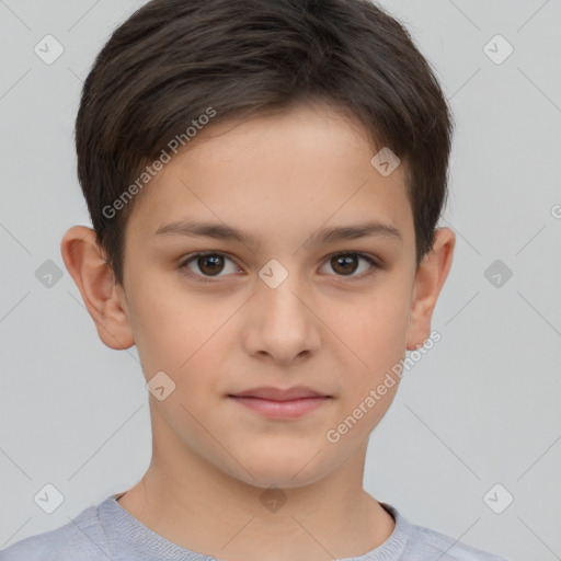 Neutral white child female with short  brown hair and brown eyes