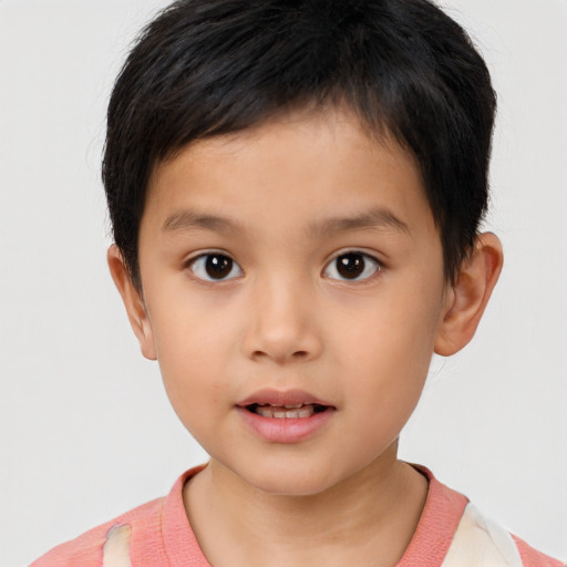 Neutral white child male with short  brown hair and brown eyes