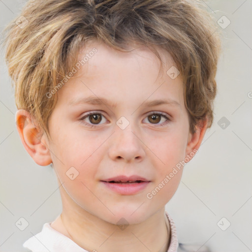 Neutral white child male with short  brown hair and brown eyes