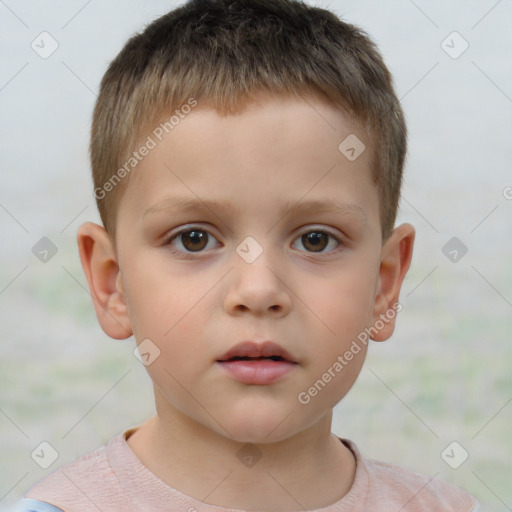 Neutral white child male with short  brown hair and brown eyes