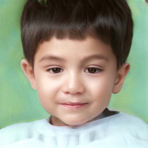 Joyful white child male with short  brown hair and brown eyes
