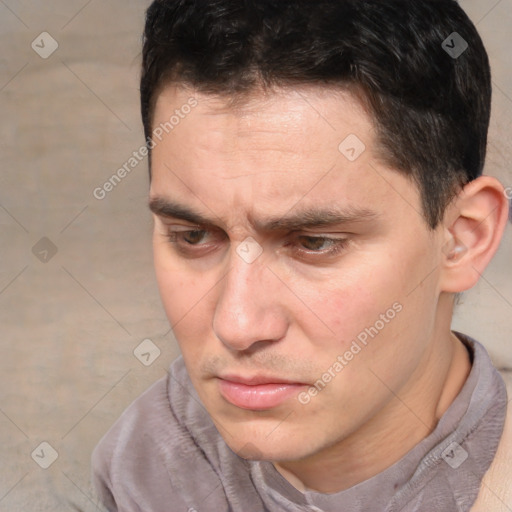 Neutral white adult male with short  brown hair and brown eyes