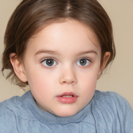 Neutral white child female with medium  brown hair and brown eyes