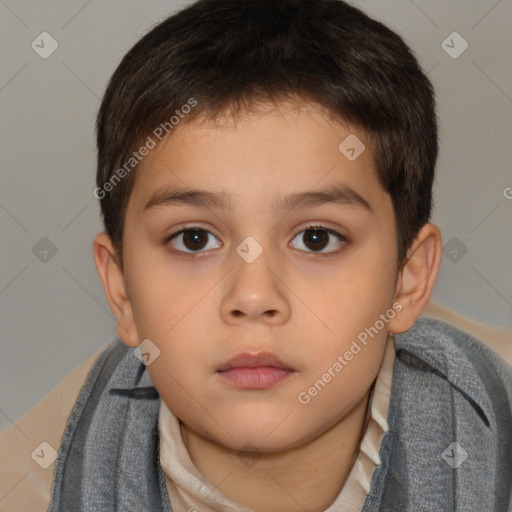 Neutral white child male with short  brown hair and brown eyes