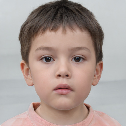 Neutral white child male with short  brown hair and brown eyes