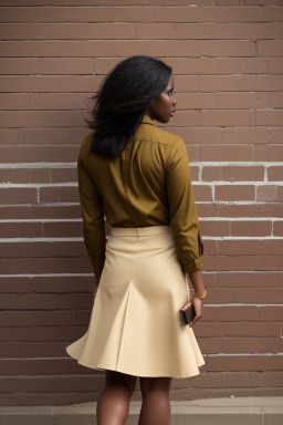 African american adult female with  brown hair