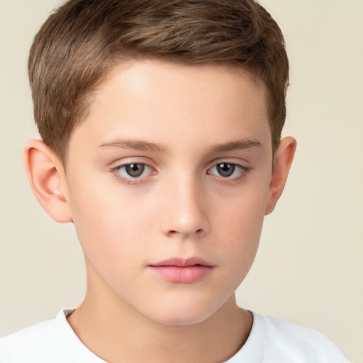 Neutral white child male with short  brown hair and brown eyes