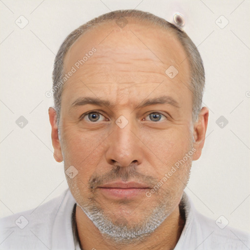 Neutral white adult male with short  brown hair and brown eyes