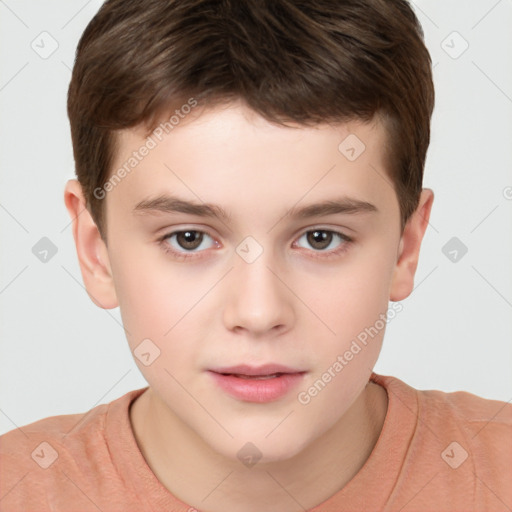 Neutral white child male with short  brown hair and brown eyes