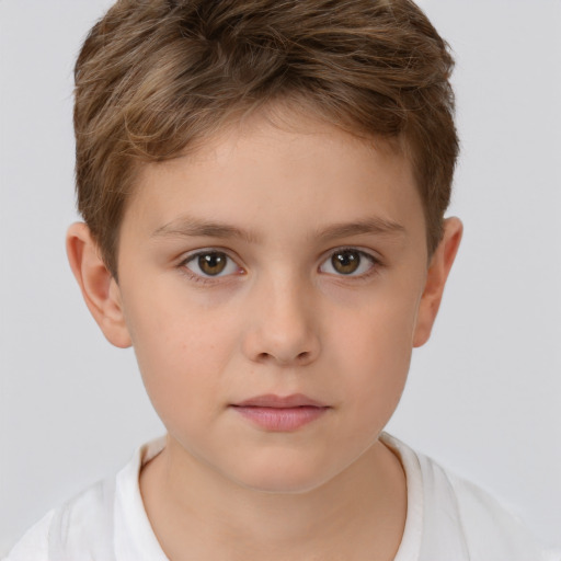 Neutral white child male with short  brown hair and brown eyes