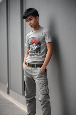 Singaporean teenager boy with  gray hair