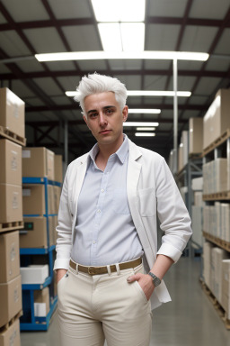 Adult non-binary with  white hair