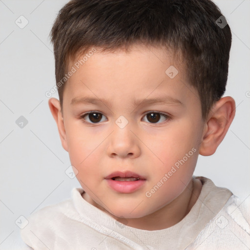 Neutral white child male with short  brown hair and brown eyes