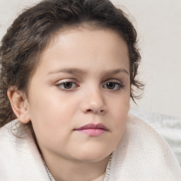 Neutral white child female with short  brown hair and brown eyes