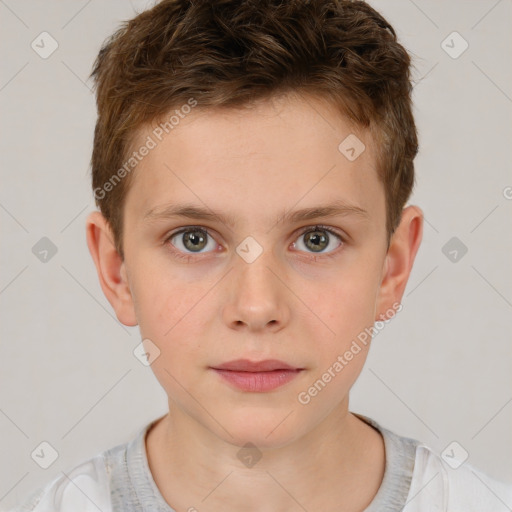 Neutral white child male with short  brown hair and brown eyes