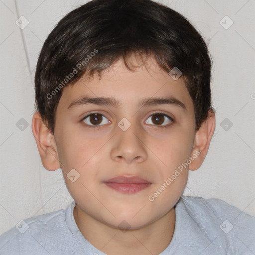 Neutral white child male with short  brown hair and brown eyes