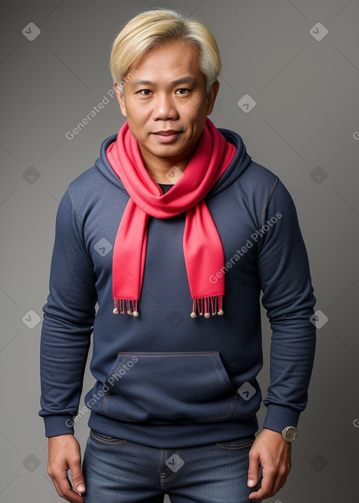 Malaysian middle-aged male with  blonde hair