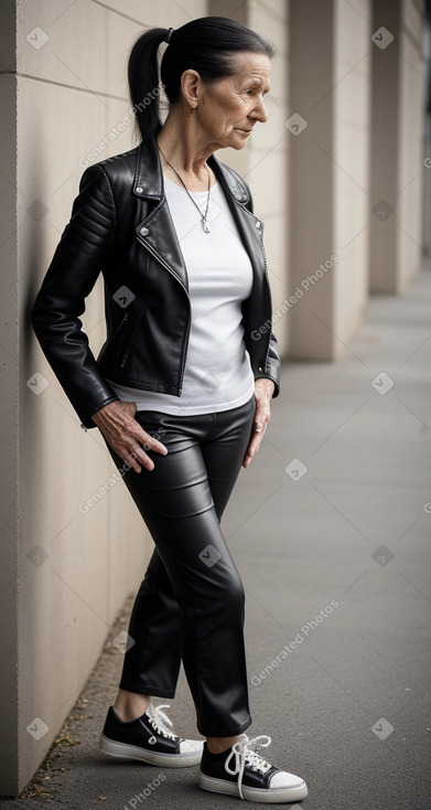 Belgian elderly female with  black hair