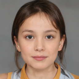 Neutral white child female with medium  brown hair and brown eyes