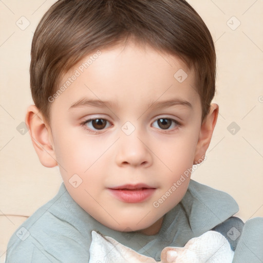 Neutral white child male with short  brown hair and brown eyes