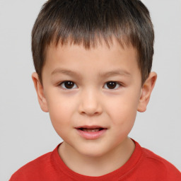 Neutral white child male with short  brown hair and brown eyes