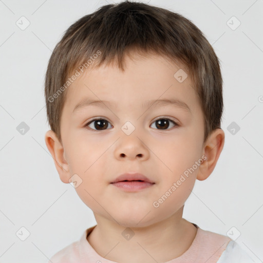 Neutral white child male with short  brown hair and brown eyes