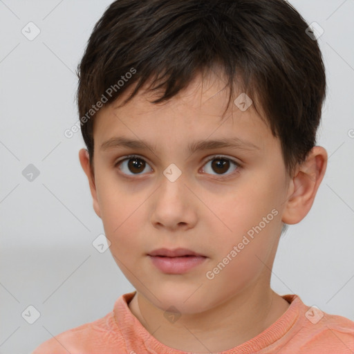 Neutral white child male with short  brown hair and brown eyes