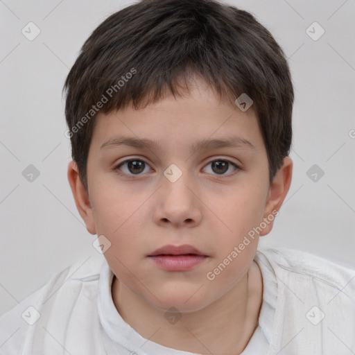 Neutral white child male with short  brown hair and brown eyes