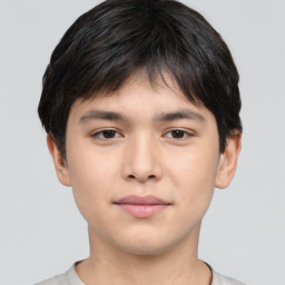 Neutral asian young-adult male with short  brown hair and brown eyes