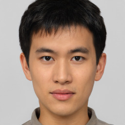 Neutral asian young-adult male with short  brown hair and brown eyes