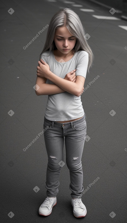 Swiss child girl with  gray hair