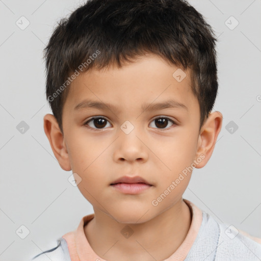 Neutral white child male with short  brown hair and brown eyes