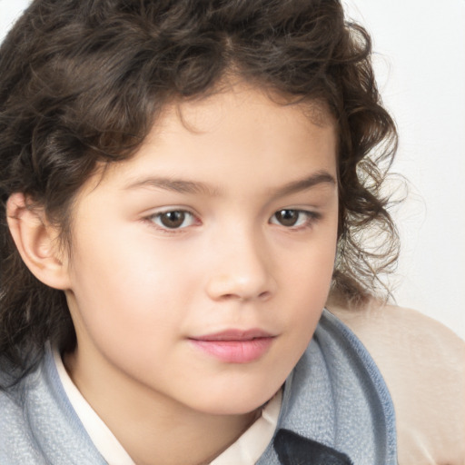 Neutral white child female with medium  brown hair and brown eyes