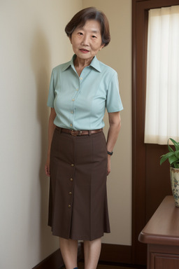 Korean elderly female with  brown hair